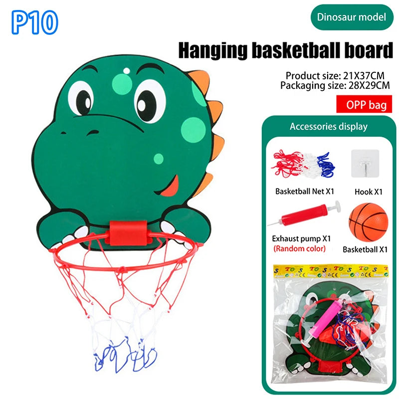 Kids Adjustable Basketball Stands Cute Cartoon Animals Shape Shooting Basket Indoor Outdoor Sport Training Board Game Children