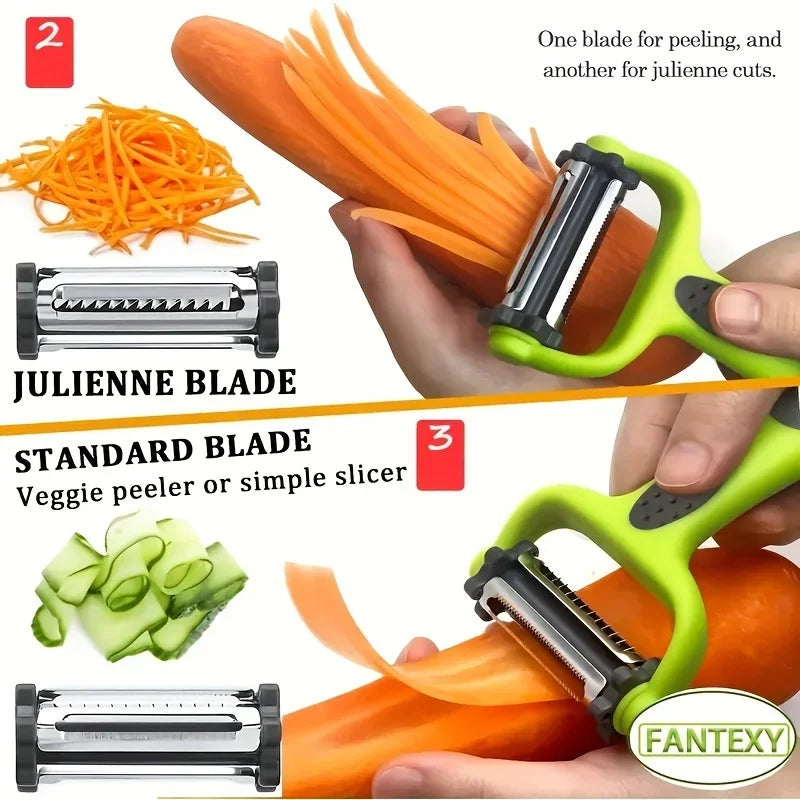3 in 1 Rotary Peeler Fruit Vegetables Cabbage Graters Salad Carrot Potato Slicer Kitchen Multifunction Grater Julienne Peeler