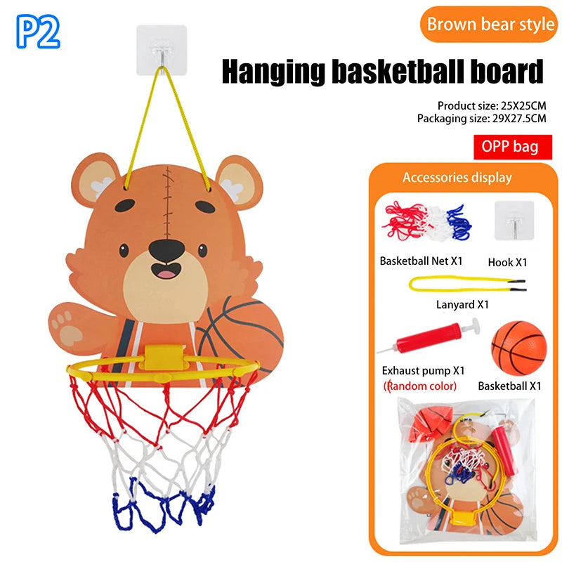 Kids Adjustable Basketball Stands Cute Cartoon Animals Shape Shooting Basket Indoor Outdoor Sport Training Board Game Children