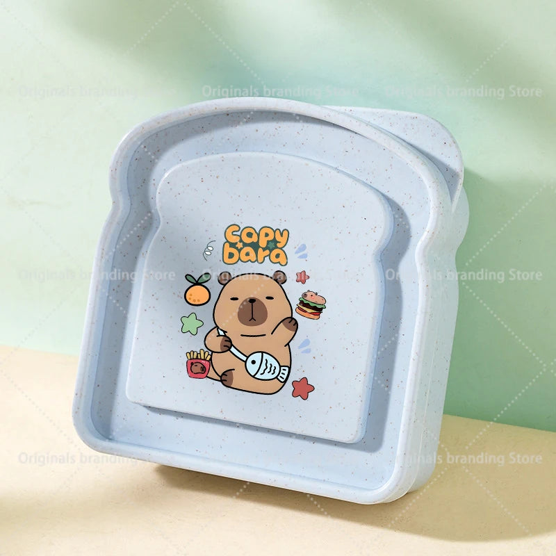 Capybara Portable Lunch Box Sandwich Silicone Toast Shaped Bento Box with Lid Office School Outdoor Lunch Food Container Gift