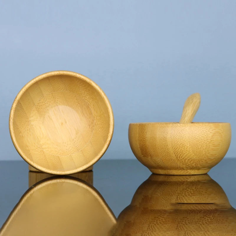 1/2/3pcs Mini Size Bamboo DIY Face Mask Mixing Bowl with Spoon Aromatherapy Bowl Set Massage Oil Face Care Makeup Tool Kits