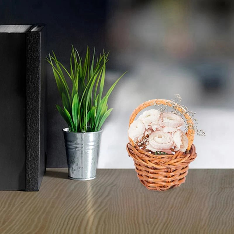 Mini Woven Baskets Miniature Flower Baskets Miniature Flower Baskets Small Easter Candy Gift Baskets-AT36