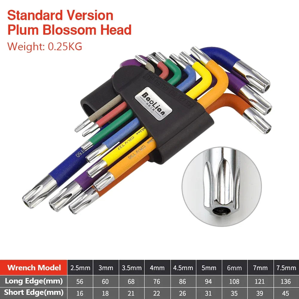 Allen Key Sets 9 PCS Hexagon Spanner Colorful Universal Hex Wrench Screwdrivers Six-Lens Ball Keys Hand Tools for Bicycle Repair