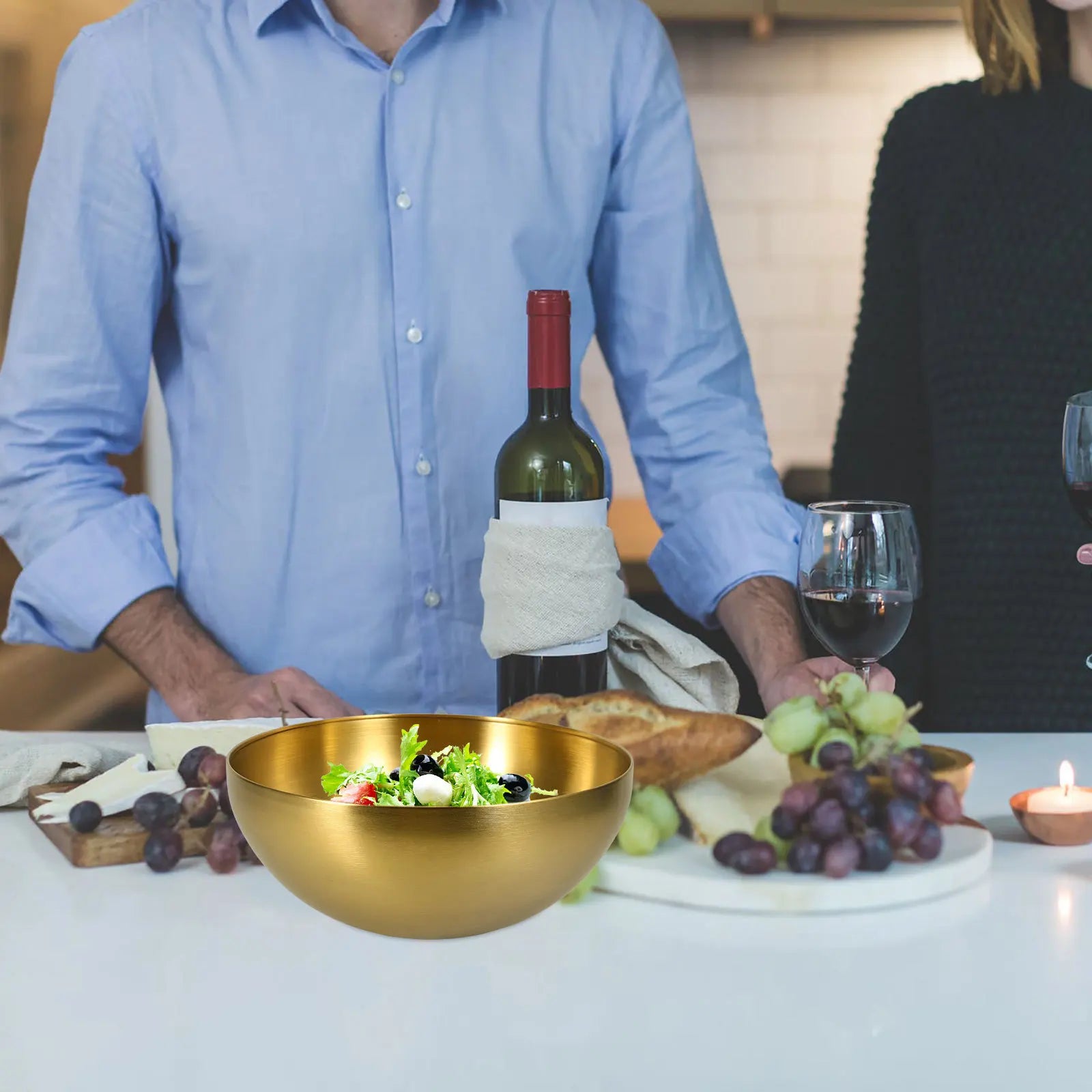 Large Stainless Steel Mixing Bowl Salad Bowl Kitchen Food Basin For Home Hotel Restaurant Use Kitchen Round Basin