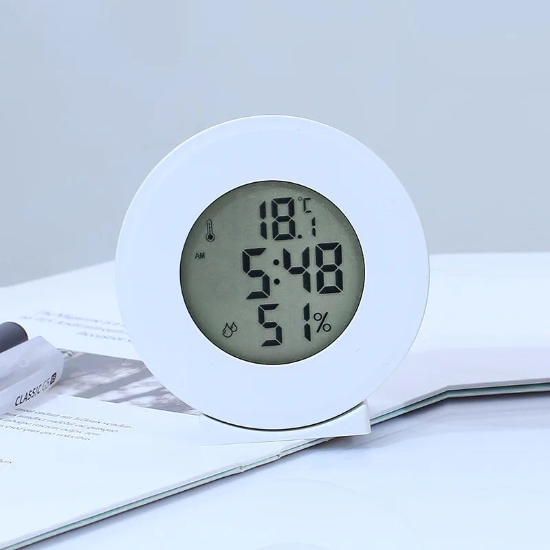Digital LCD Travel Alarm Clock With Temperature Hygrometer Mini Desk Wall Clock Battery Powered