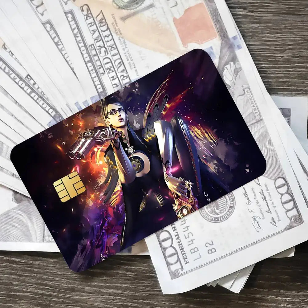 ANINME B-Bayonetta Poster Credit Skin Cover Card Stickers 4PCS Film Bus Pass Front Decoration Bank Debit Waterproof