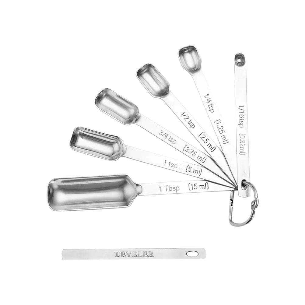 7Pcs Stainless Steel Measuring Spoon Set Professional Kitchen Baking Tools Multi Functional Measuring Cups for Coffee Flour Milk