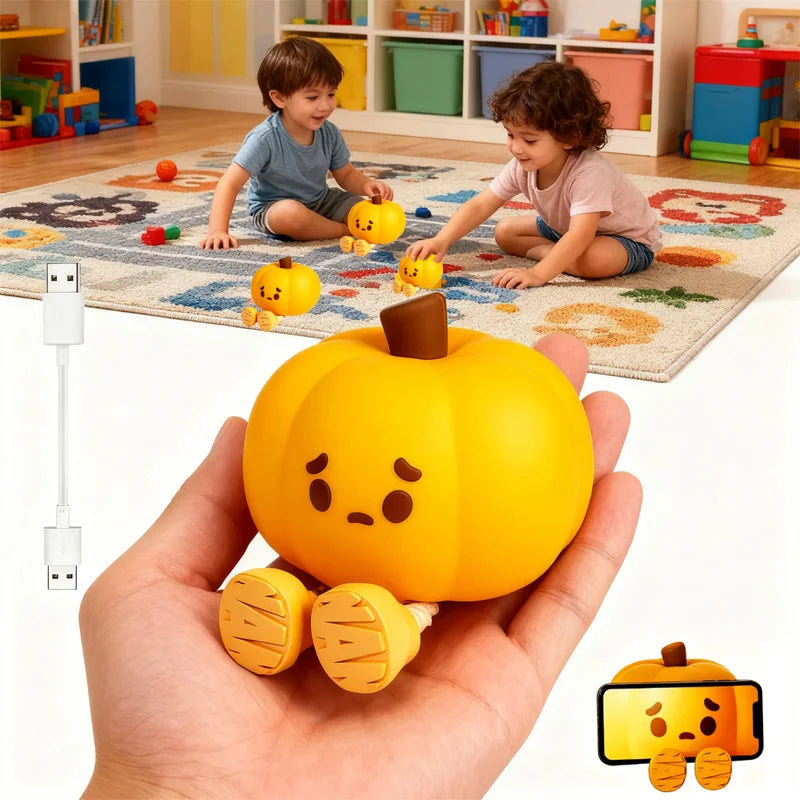 Pumpkin Night Light Rechargeable Touch Control Bedside Lamp,Bedroom Children's Room Christmas Gift with Dimmable RGB Lighting