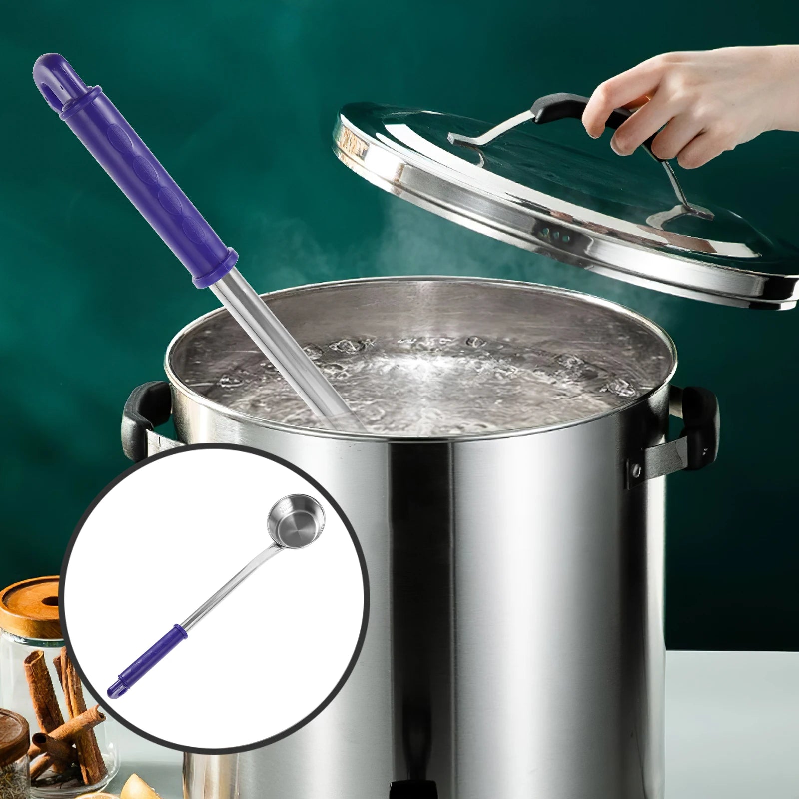 Extended Water Spoon Stainless Steel Ladle Deep Long Handle Soup Ladle With Hook Hanging Design Wear Resistant Metal Water