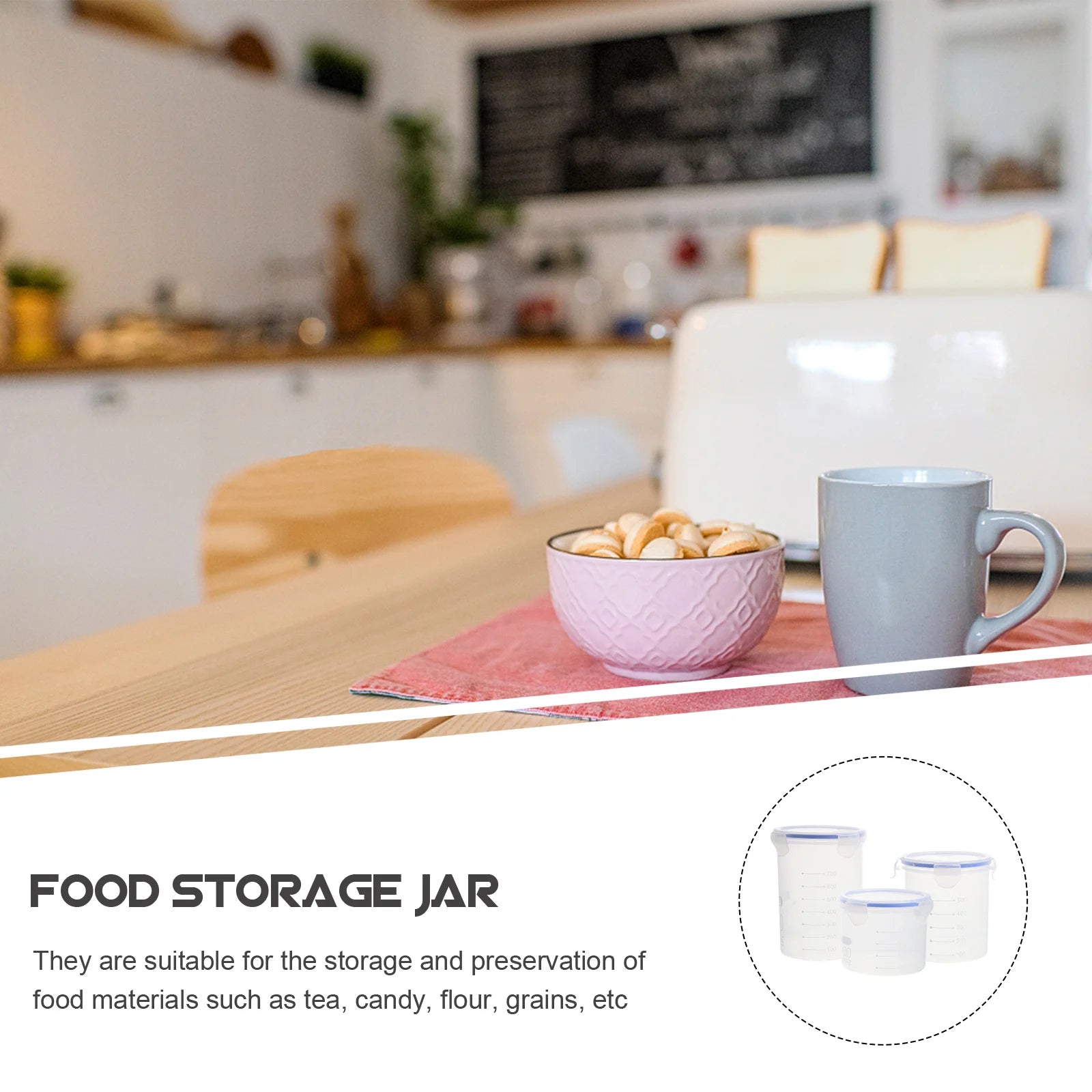 6Pcs Sealed Storage Jars Plastic Airtight Food Containers Grain Storage Canisters Kitchen Food Preservation Plastic Sealed Jar