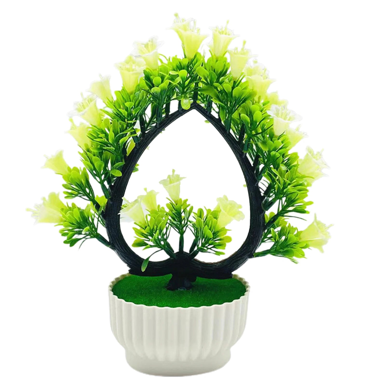 Artificial Flower Bonsai Realistic UV Resistant Plastic Easy Care Fake Flowers Bonsai for Outdoor