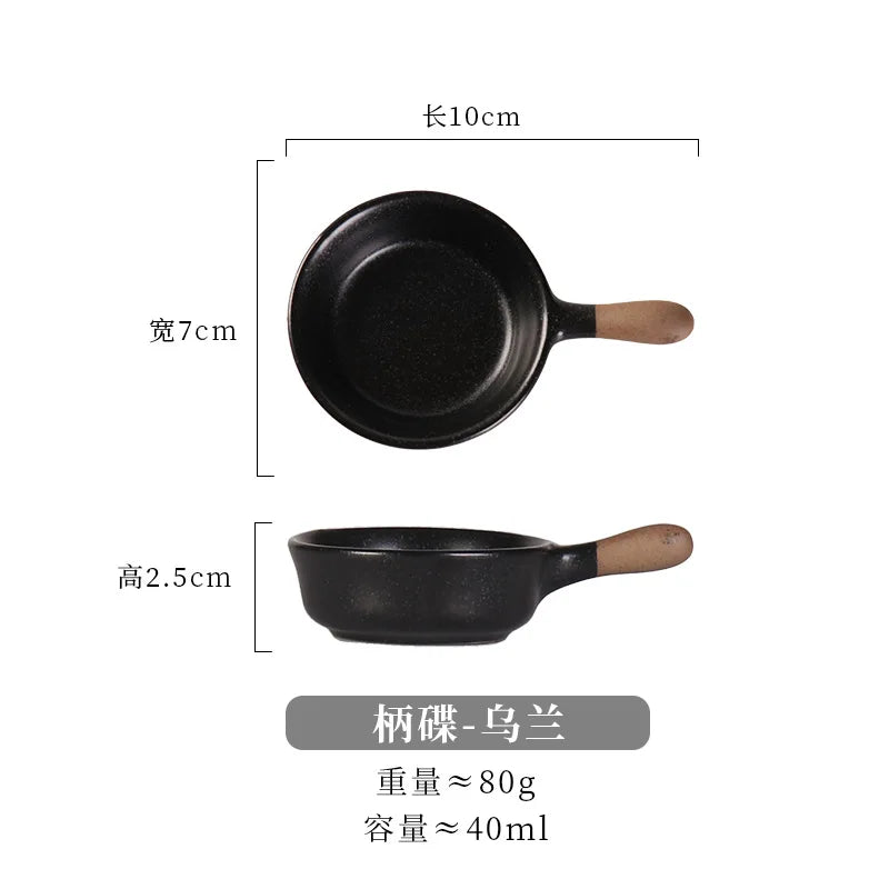 Anti-scald Ceramics Handle Sauce Dish Cute Tableware Soy Vinegar Seasoning Spice Dispenser Cooking Source Container Kitchenware