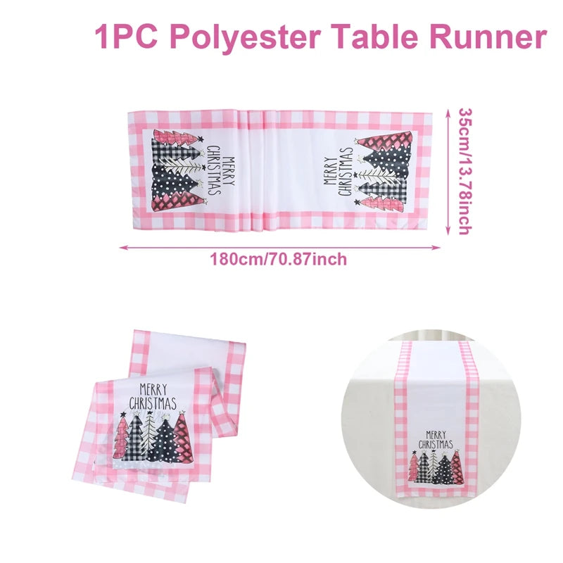Christmas Linen Table Runner Merry Christmas Decoration for Home 2024 Table Cover Xmas Ornament Navidad Natal New Year Gift 2025