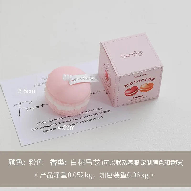 Macaron Aromatherapy Candle Lavender Peach Chamomile Cake Modelling Dessert Candles Home Decoration Gift for Party Wedding