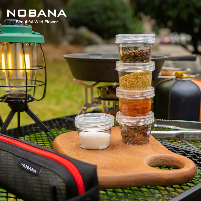 NOBANA Portable Travel Camping Spice Kit Container Bag with 5 Clear Seasoning Bottles Travel Spice Holder Condiment ContainerSet