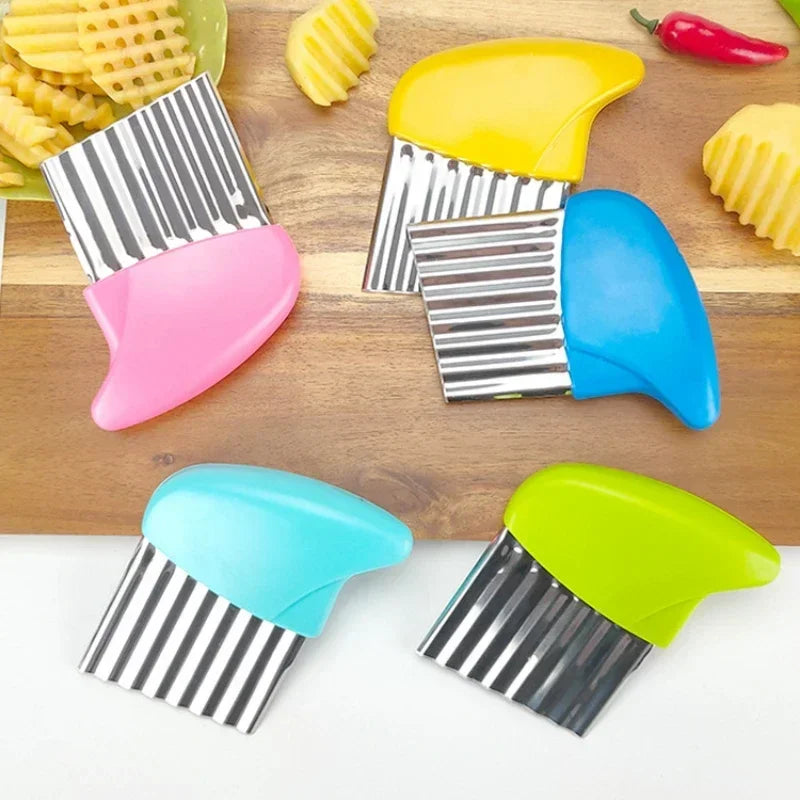 Potato Chip Slicer, Vegetable Fruit Cutter, Dough Chopper, French Fry Maker, Crinkle Wavy Kitchen Knife Tools Gadget