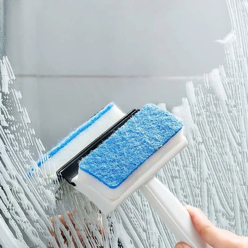 Multifunctional Double-Sided Glass Sponge Cleaning Brush Wiper Mirror Glass Tile Cleaning Brush Bathroom Squeegee