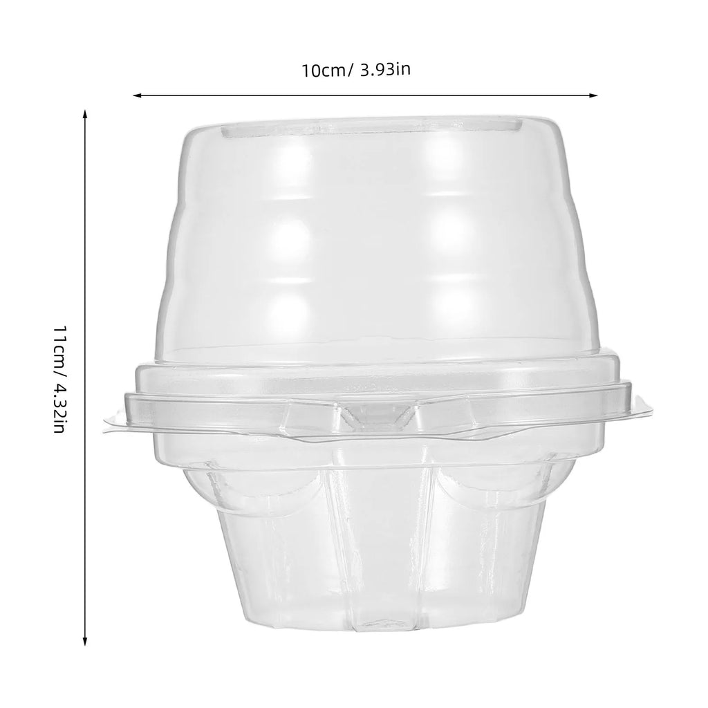 50Pcs Individual Cupcake Containers Clear Plastic Dome Lid Stackable Boxes Cake Carrier for Weddings Parties Events