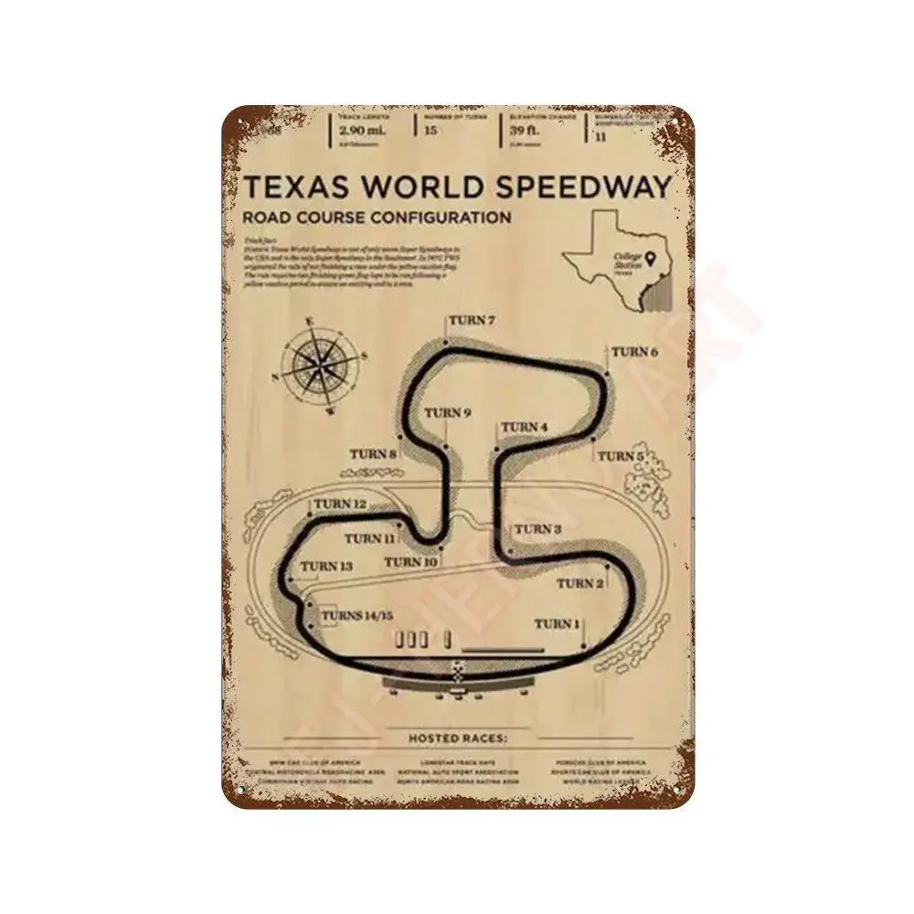 Vintage F1 Formula Racer Poster Metal Tin Sign Plaque Aesthetics Racing Monaco Grand Prix Circuit Track Wall Art Home Room Decor