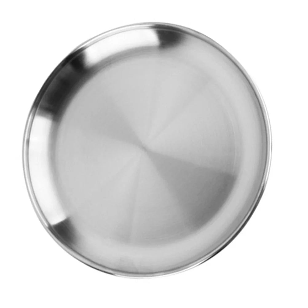 1Pcs Stainless Steel Dinner Plate Easy Clean Maintenance Ideal for Sharing Desserts At Parties Round Dinner Plate