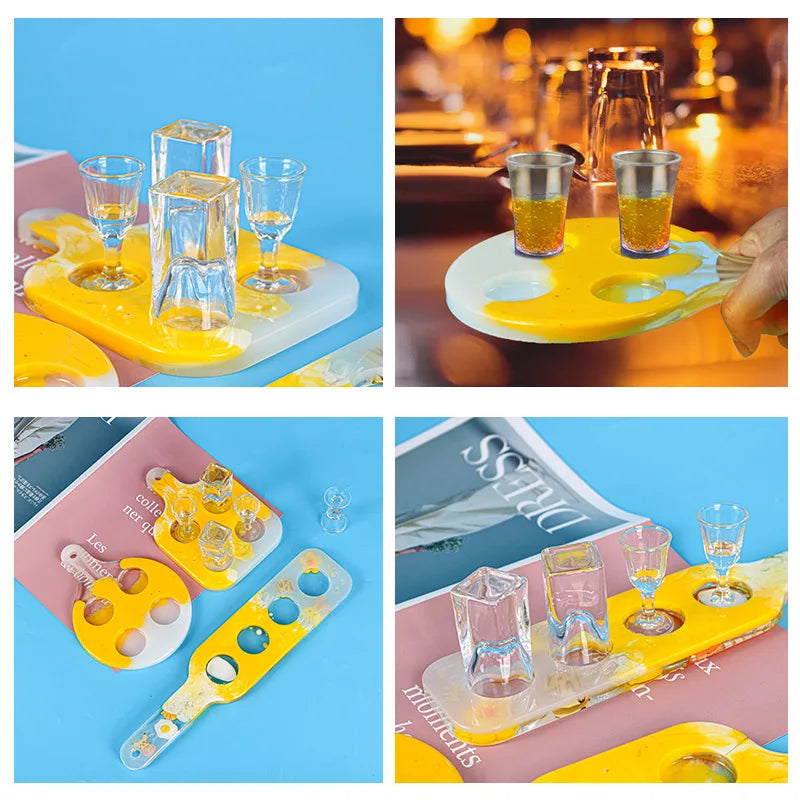 Champagne Glass Mold Silicone Mould Wine Rack Tray Serving Board Wine Glass Holder Epoxy Resin DIY Craft Making Home Decor Tool