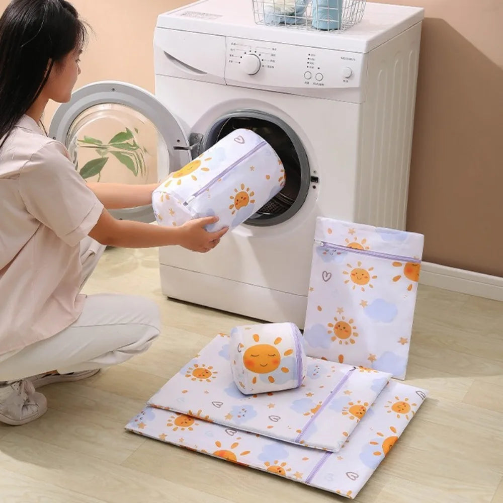 Portable Washing Machine Laundry Bags Printing Mesh Wash Bag Clothing Organizer Foldable Laundry Wash Bag Home