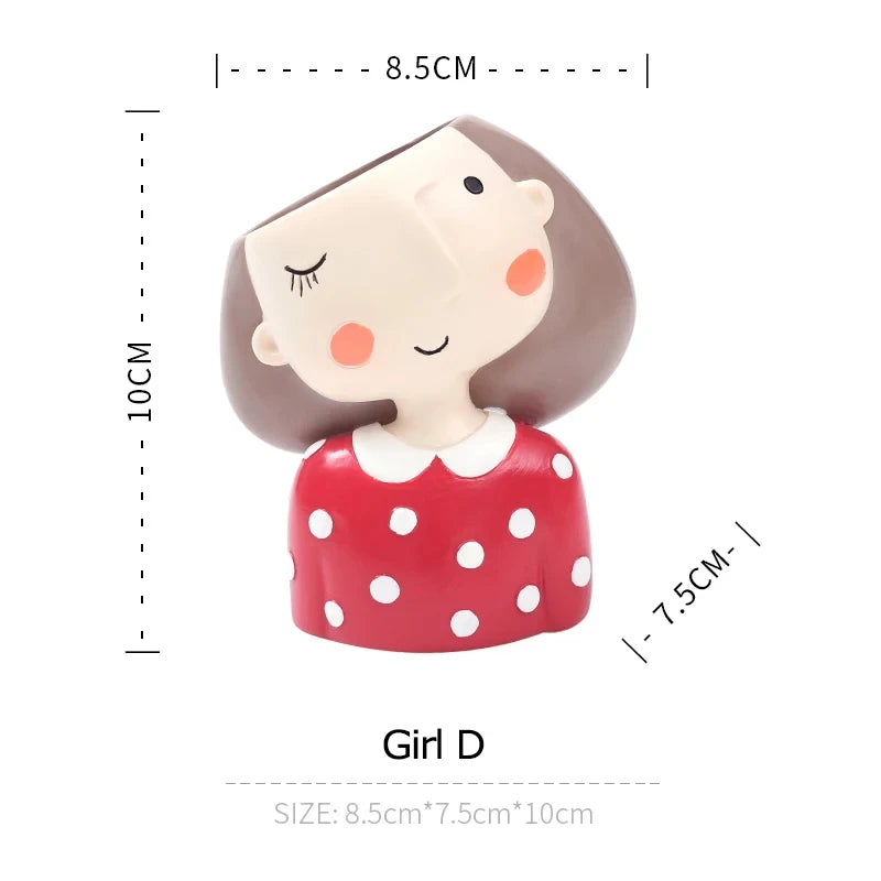 Lovely Girl Flower Pot for Succulent Cactus, Girls Portrait Planter Fairy Garden Pots Home Decor Desktop Figurines Ornament