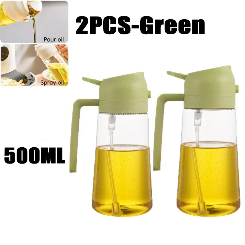 2in1 Oils Sprayer Olive Oil Spray Plastic Bottle Vinegar Dispenser Kitchen Oil Diffuser Accessories Camping Baking Pic