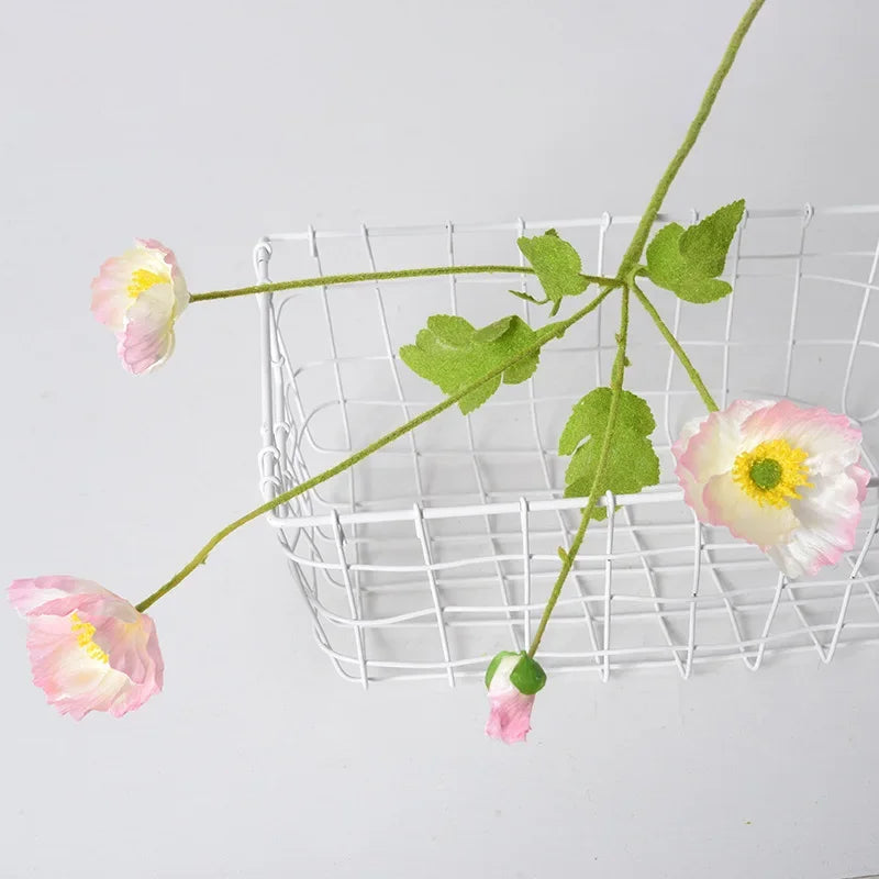 4 Head Artificial Flowers Poppy Silk Flowers  Party Wedding Bridal Bouquet Decoration Garden Decoration Outdoor