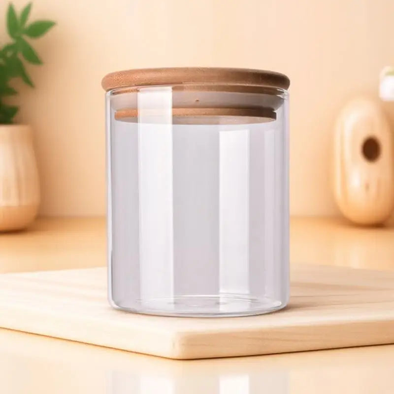 175Ml Clear Jar Airtight Bamboo Lid Silicone Seal Tea Coffee Sugar Salt Food Dry Goods Container Household Kitchen Organizer