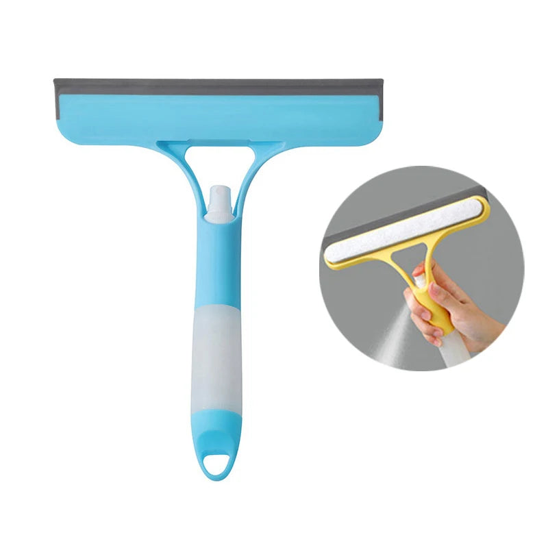 3 In 1 Window Cleaning Brush Glass Wiper For Bathroom Mirror Window With Spray Double-sided Window Cleaner Squeegee Wiper