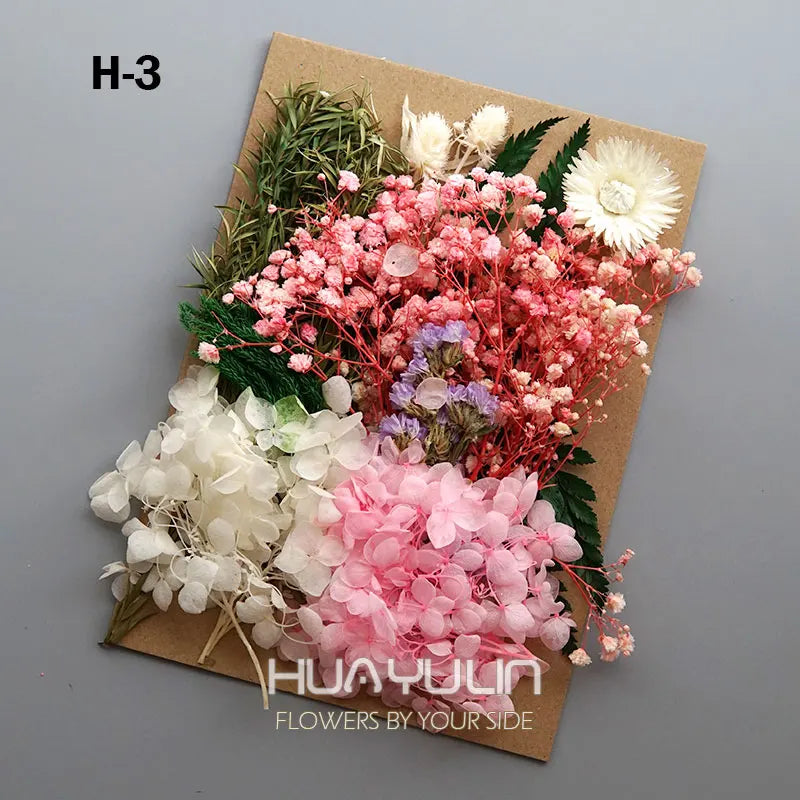 1 Pack Artificial Plants Dried Real Flowers Preserved Materials Epoxy Resin Candles DIY Floral Materials Hydrangea Set Flowers