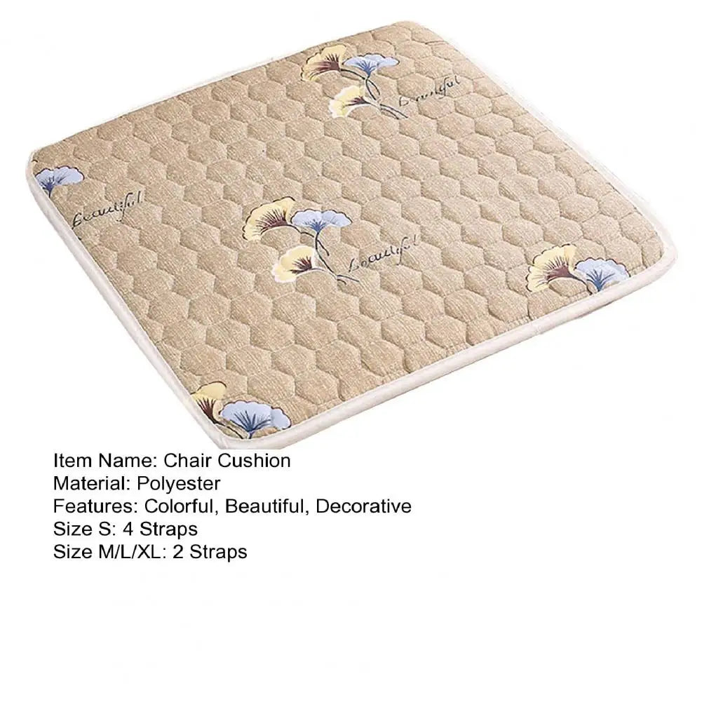 Chair Cushion With Straps Decorative Polyester Square Chair Pad Quilt Mat Household Restaurant Dining Stool Cushion Car Sofa Pad