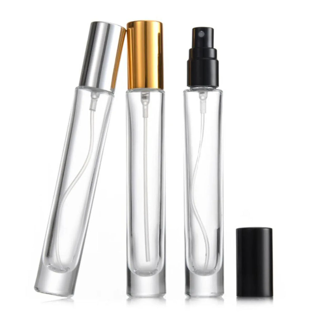 3X 10X 10ML Clear Round Thick Glass Perfume Oil Bottles Spray Atomizer Empty Sample Vial Refillable Sprayer Flacon High Grade