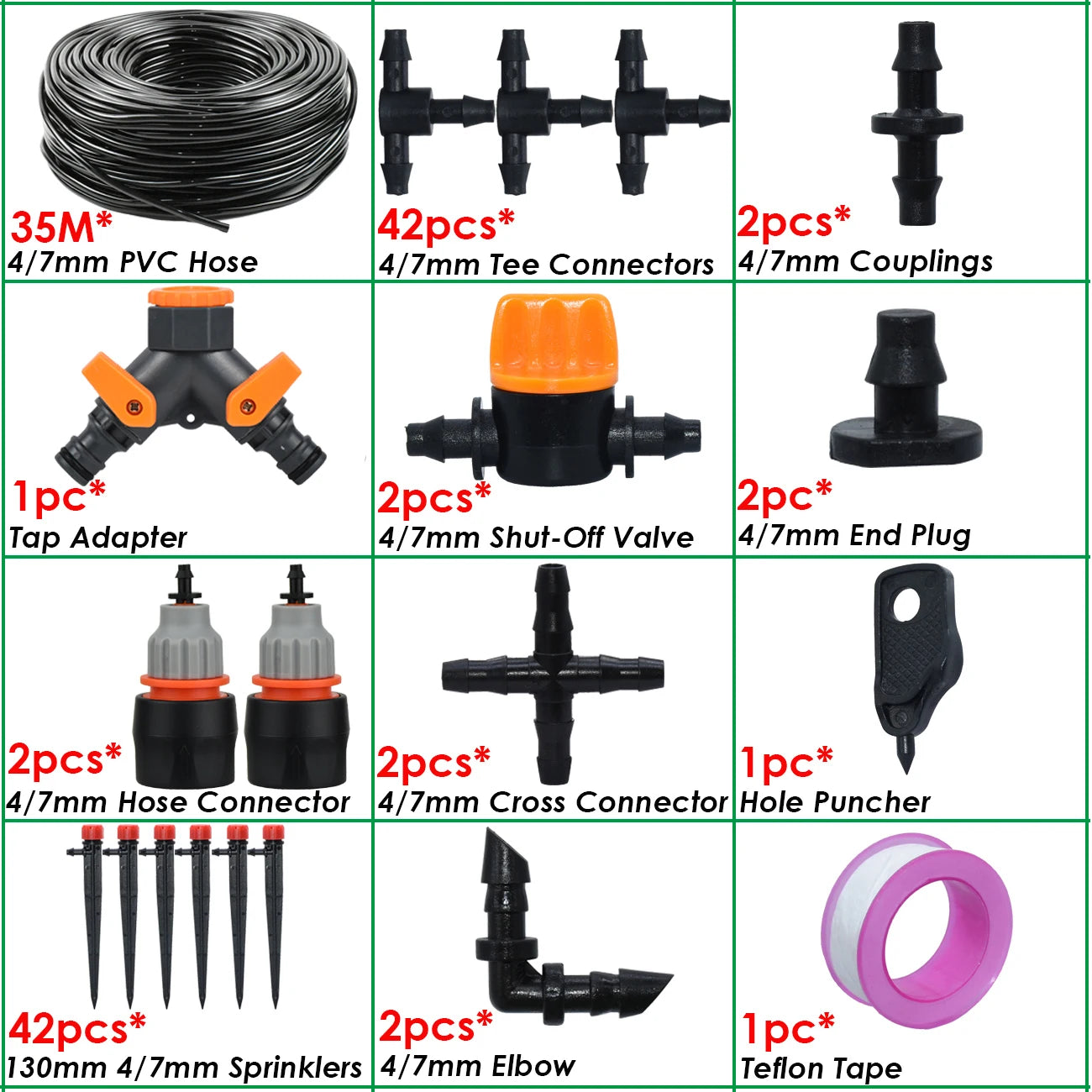 KESLA 1/4'' Hose Garden Micro Drip Irrigation Automatic Watering System Kit 13CM Sprinkler for Pot Flowers Vegetables Greenhouse