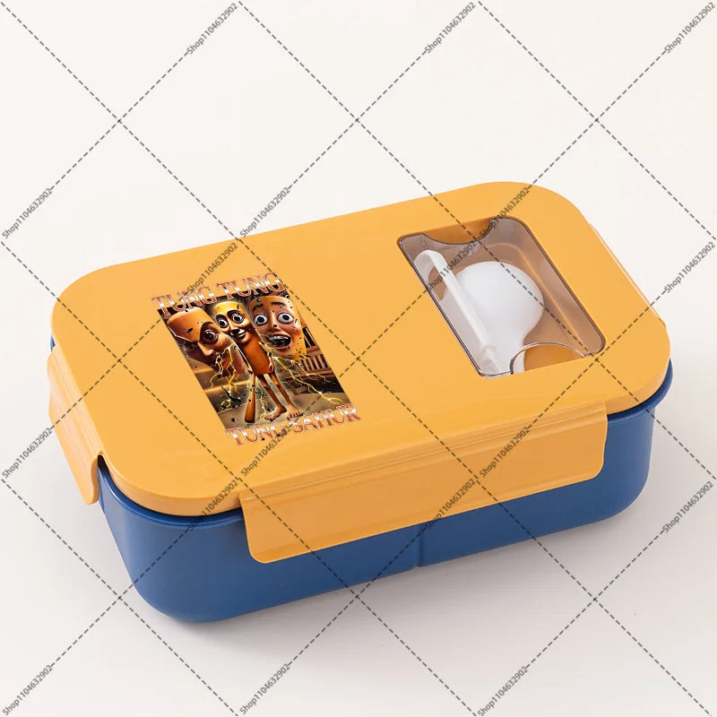 Italian Brainrot Lunchbox Cartoon Pattern Printed Bento Lunch Box Tung Tungtung Sahur Telala Funny Shark Food Storage Containers