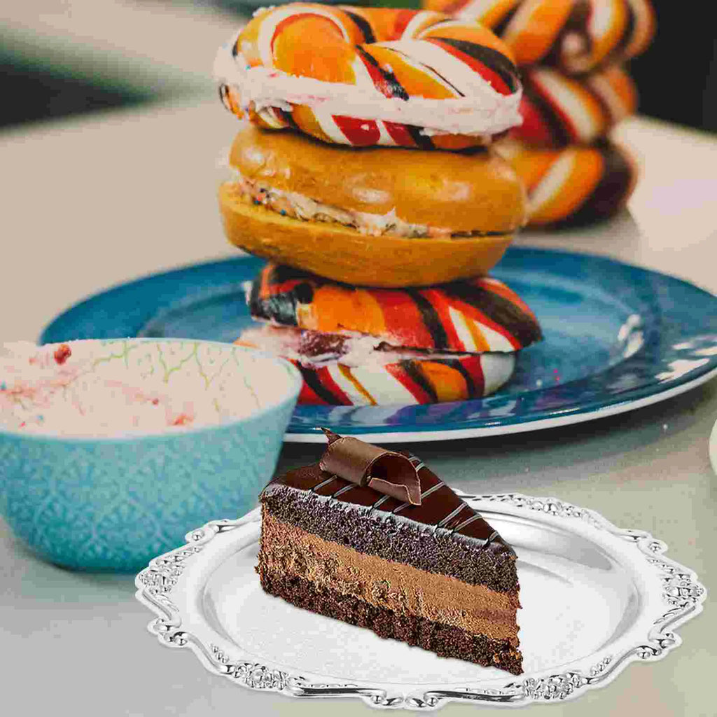 Iron Snack Tray Retro Luxury Dessert Plate Sturdy Serveware Bread Fruit Platter Coffee Trinket Dish Jewelry Display