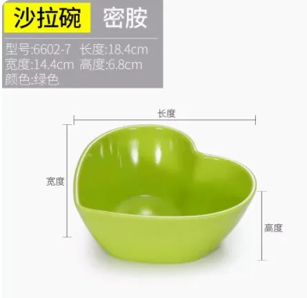 Medium love shaped bowl plastic melamine Dim sum tableware breakfast bowl dessert bowl fruit salad bowl