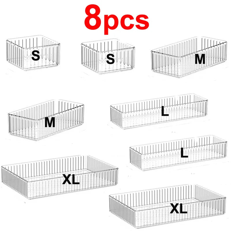 Desk Drawer Organizers Set Plastic Transparent Storage Box Bathroom Storage Makeup Organizer Boxes Clear Storage Box Acrylic Box
