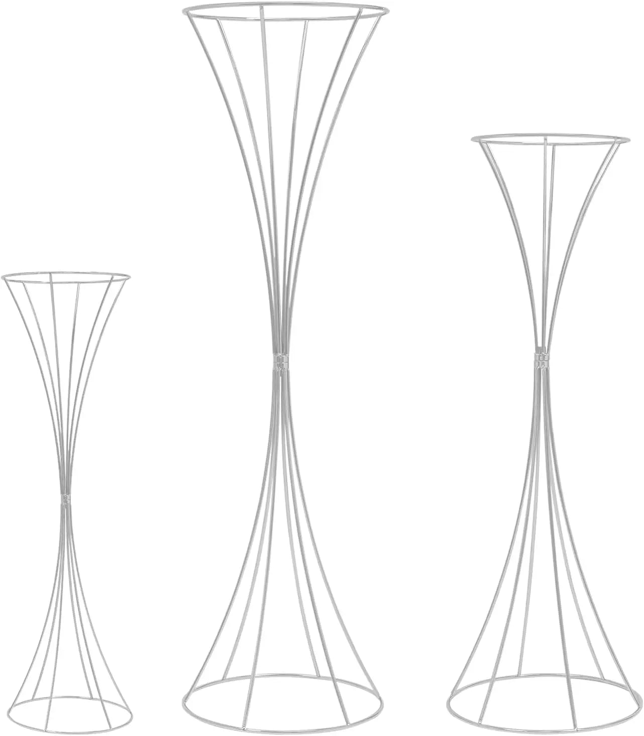 3 Pcs Tabletop Wedding Flower Vase, Metal Decorative Centerpiece, Artificial Flower