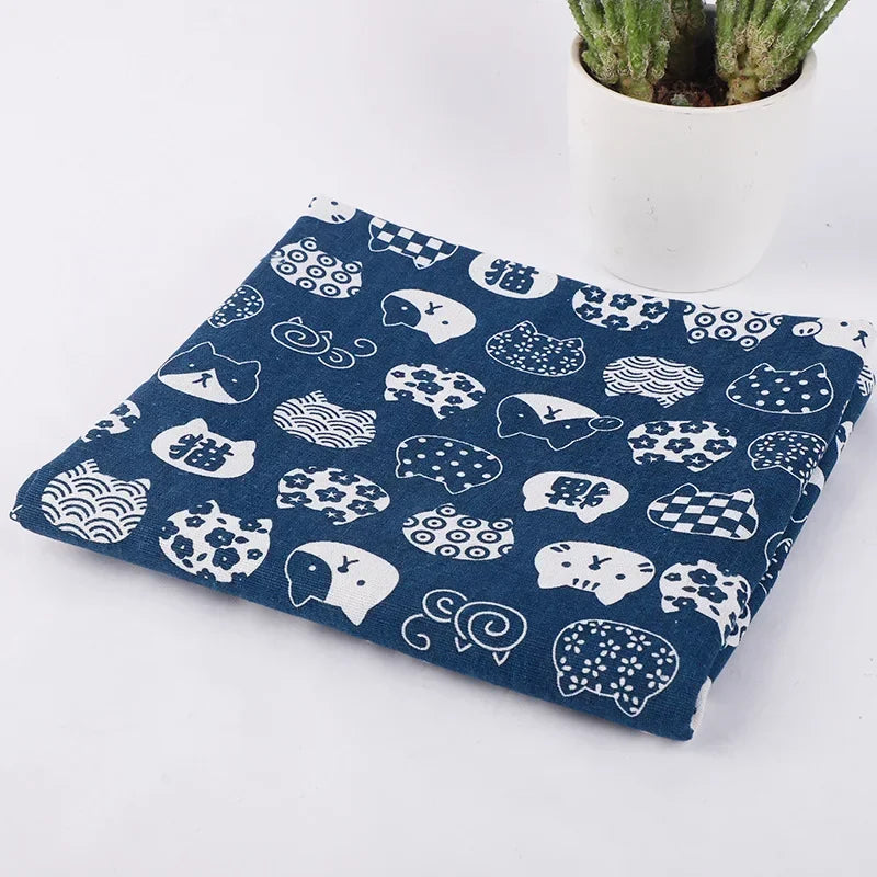 Printed Linen Cotton Fabric Cloth For Curtain Christmas Home Tablecloth Table Runner Pillow Cushion Handwork Sewing Placemat Bag