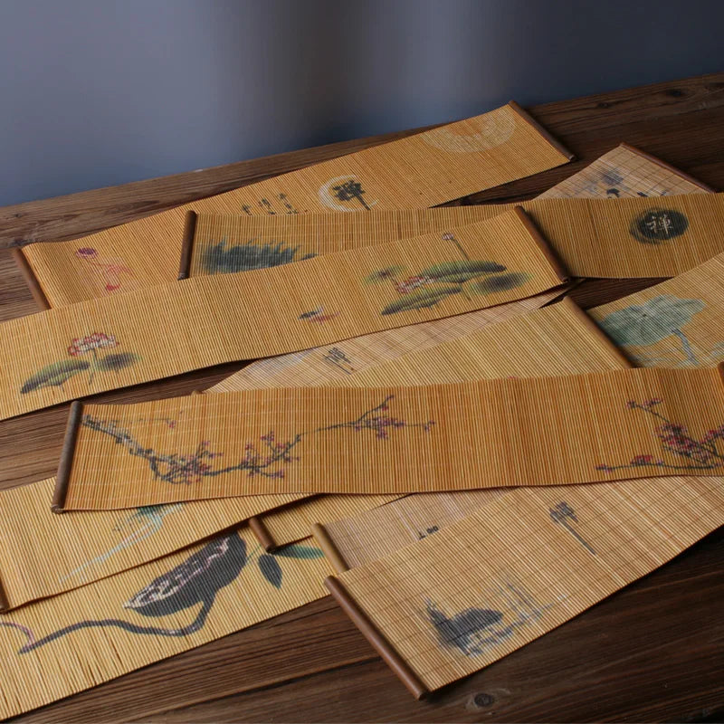 Tea Cup Mat Bamboo Weaving Heat Resistent Bamboo Table Placemat Tableware Zen Table Runner Coasters Tea Ceremony Accessories