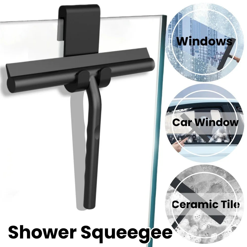 Shower Squeegee Household Window Glass Cleaning Scraper with Silicone Holder Bathroom Mirror Wiper Scraper Bathroom Accessories