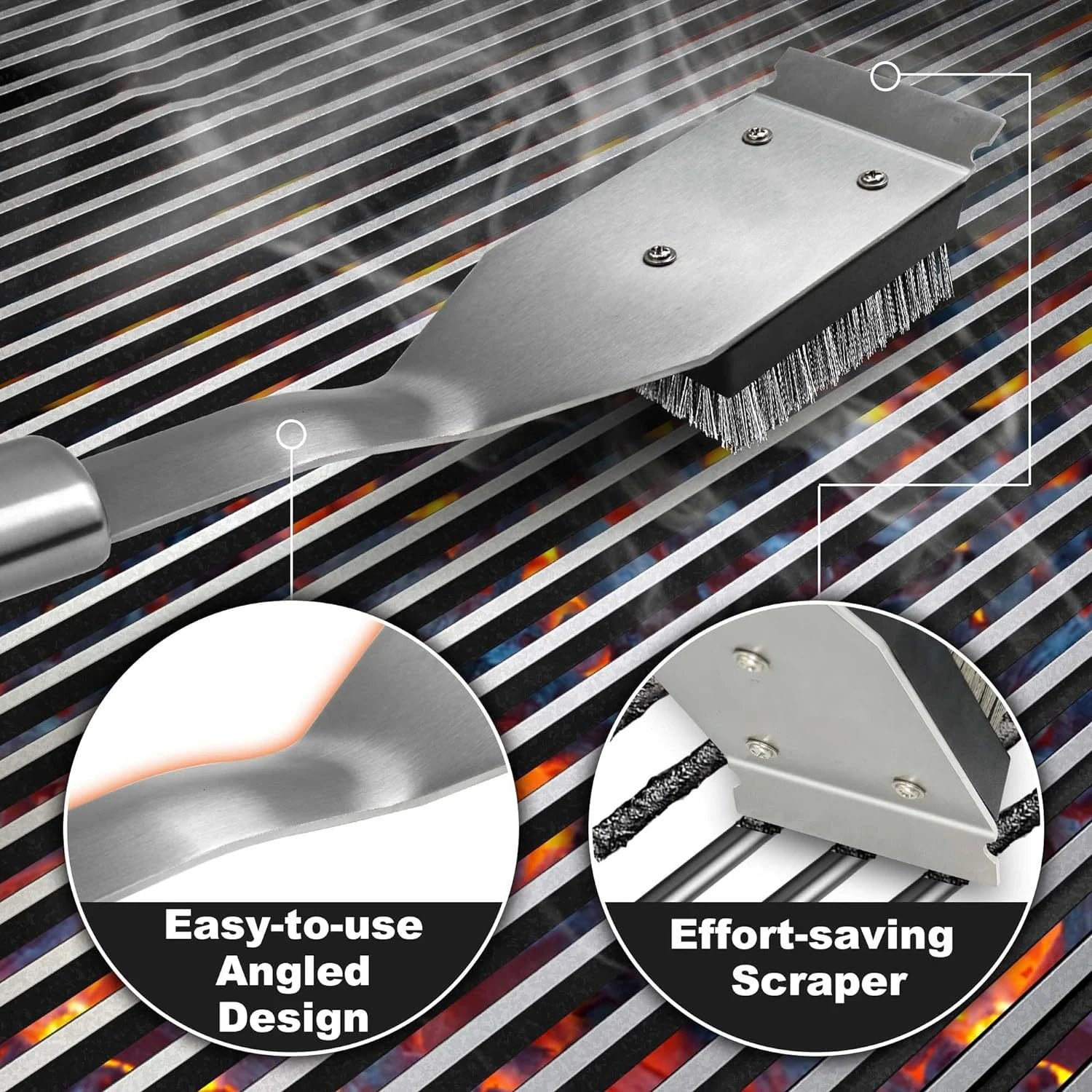 CZHIYAO Stainless Steel BBQ Brush And Scraper Set Safe Grill Cleaning Tool Outdoor Barbecue Accessories Perfect Gift Men Fathers