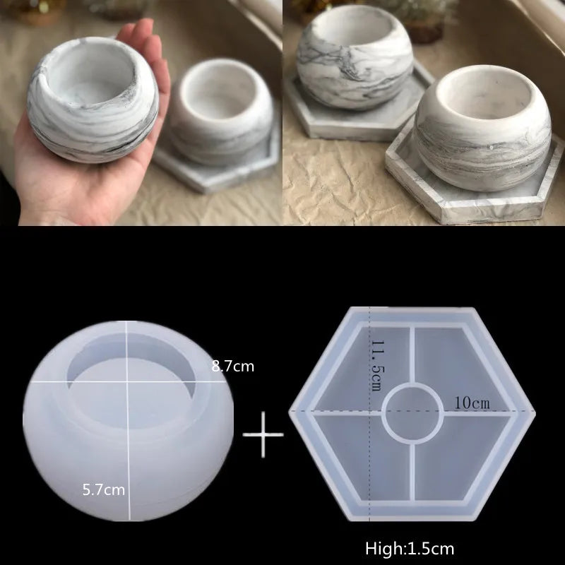 Round Concrete Candle Jar Silicone Mould Diy Handmade Succulent Cement Planter Resin Silicone Mold Gypsum Storage Box Home Decor