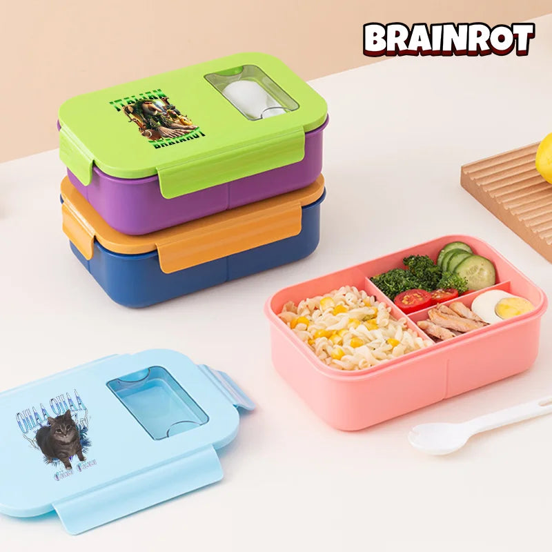 Italian Brainrot Lunchbox Cartoon Pattern Printed Bento Lunch Box Tung Tungtung Sahur Telala Funny Shark Food Storage Containers