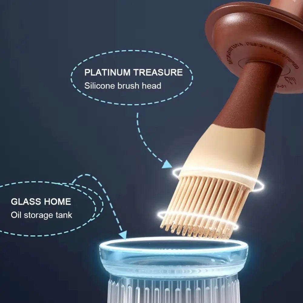3 In 1 BBQ Oil Brush Silicone Split Type Sauce Applying Brush Baking Tool Heat Resistant Oil Dispenser Bottle with Brush