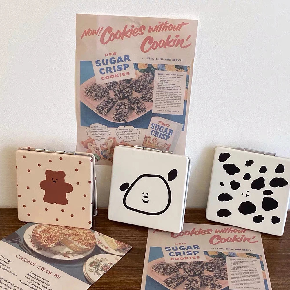 Little Bear Makeup Mirror Desktop Portable Folding Mirror Advanced Makeup Removal Tool