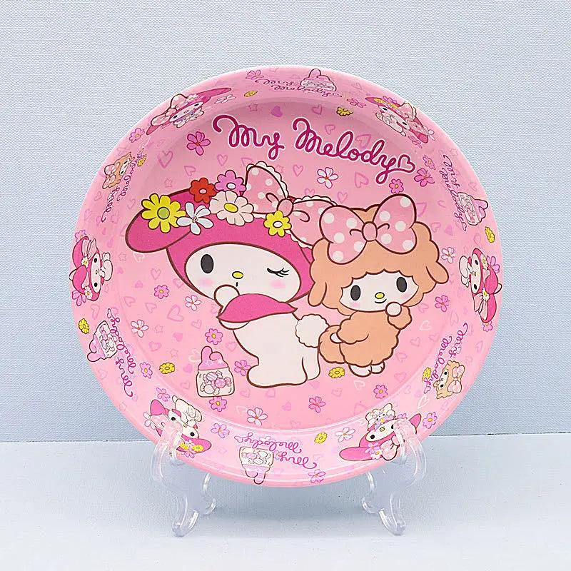 Sanrio Kuromi Tableware Cartoon Anime Bowl Round Fruit Plate Cinnamoroll Children Cute Party Tableware Kitchen Utensil Gifts