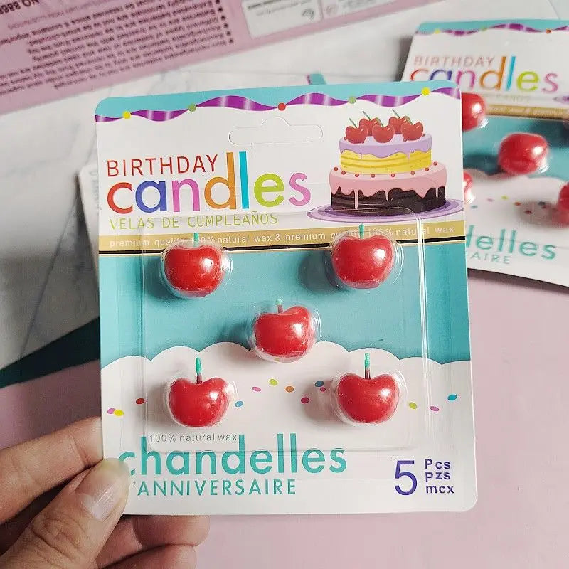 Birthday candle cake ins children love decoration cartoon smiling face retro cute cherry plug-in flowers